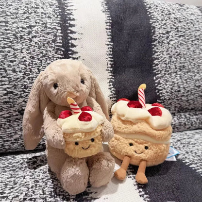 Jellycat Bashful Beige Bunny Birthday Plush Toy with Cupcake